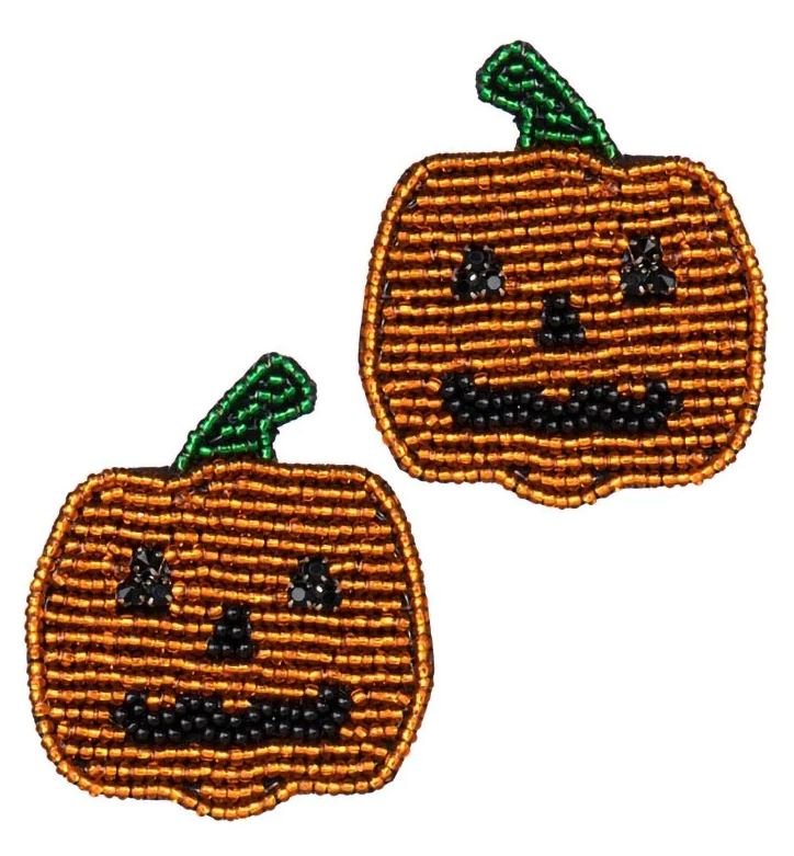 Beaded Pumpkin Earrings