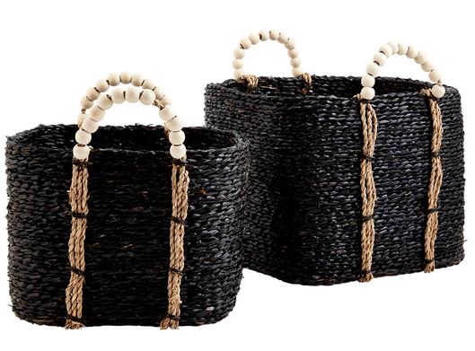 Black Bead Handle Basket