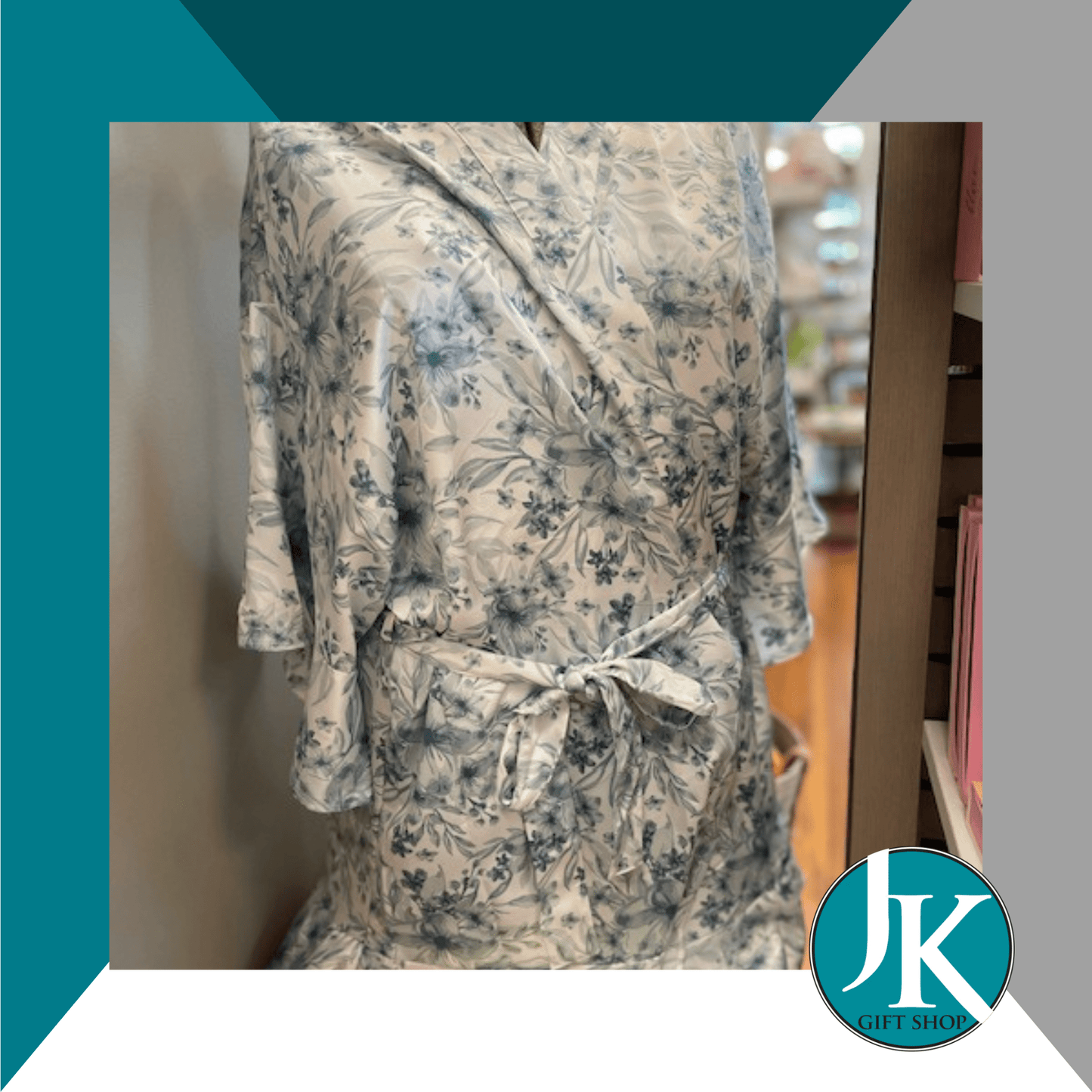 Blue Floral Satin Robe XS/S