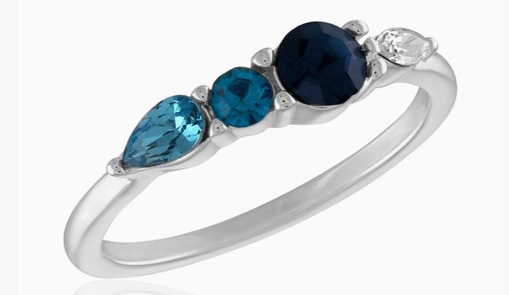 Blue Multi Stone Trans Silver Stack Ring