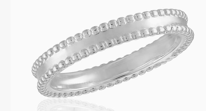 Bordered Band Silver Stack Ring