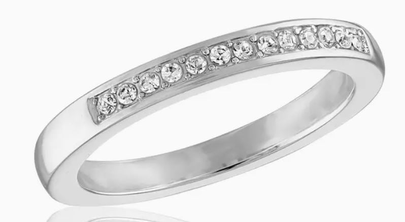 Channel Set CZ Band Silver Band Ring