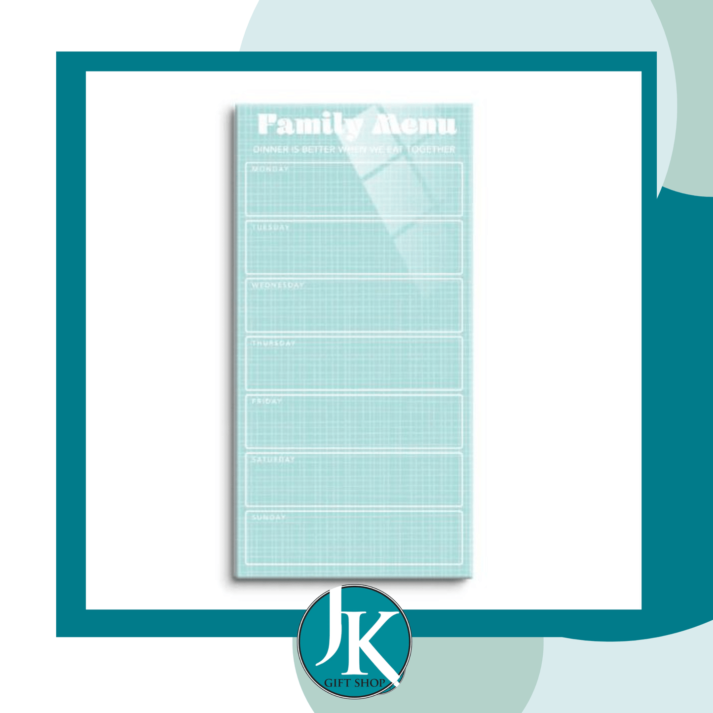Family Menu Meal Planner Board