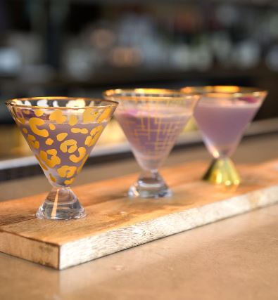 Gold Cross Hatch Martini Glass