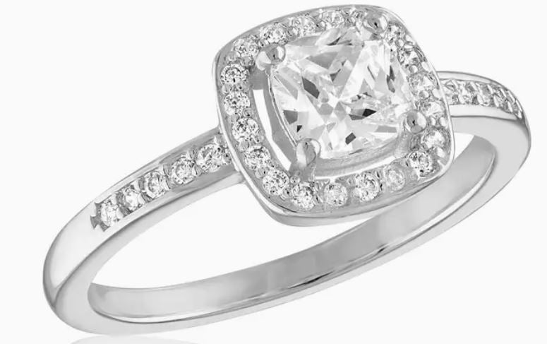 Halo CZ Forever Silver Stack Ring