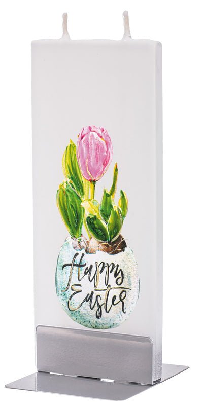 Happy Easter Tulip Flat Candle