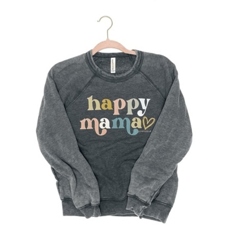 Happy Mama Grey Mineral Wash Sweatshirt