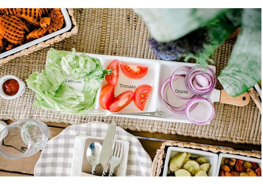 Lettuce, Tomato, Onion Garnish Bar Set With Fork