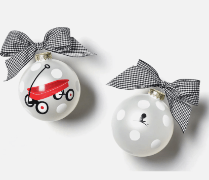 Limited Edition 2019 St. Jude Glass Ornament Red Wagon front and back