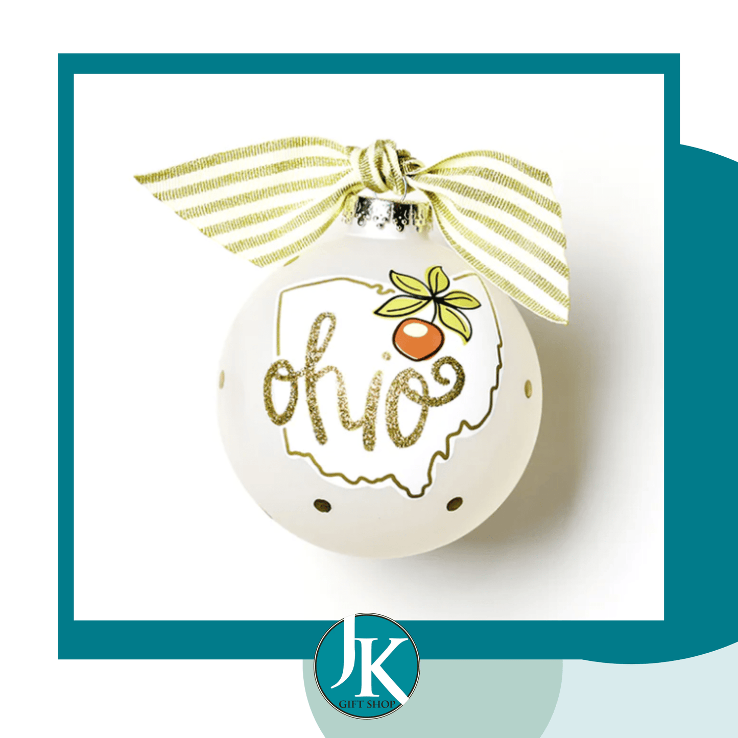 Ohio Motif Glass Ornament