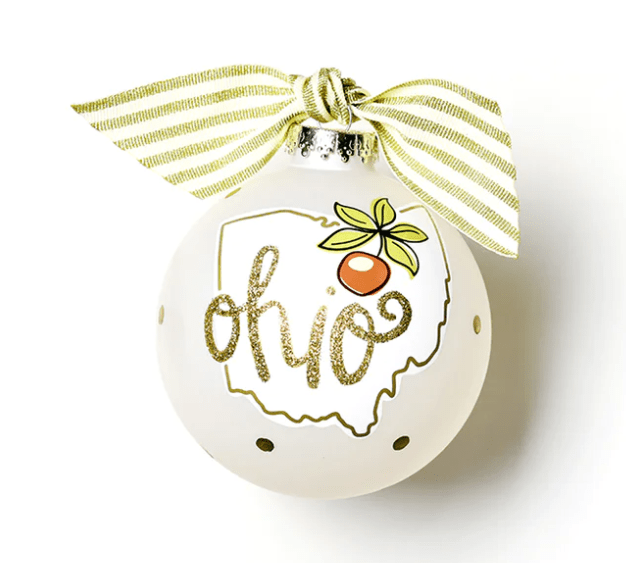 Ohio Motif Glass Ornament