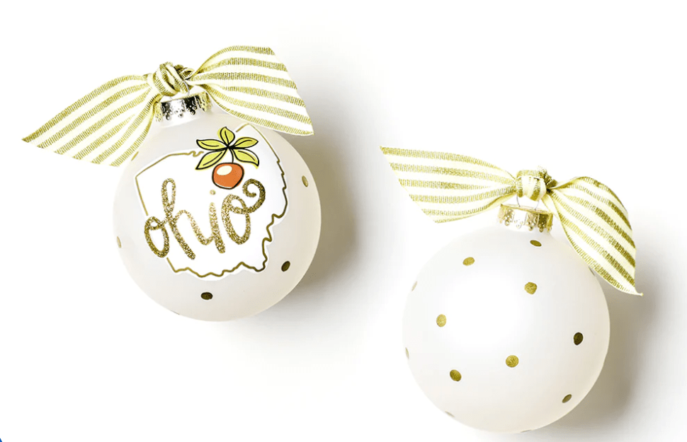 Ohio Motif Glass Ornament front and back