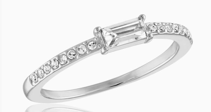 Petite Baguette CZ Silver Stack Ring
