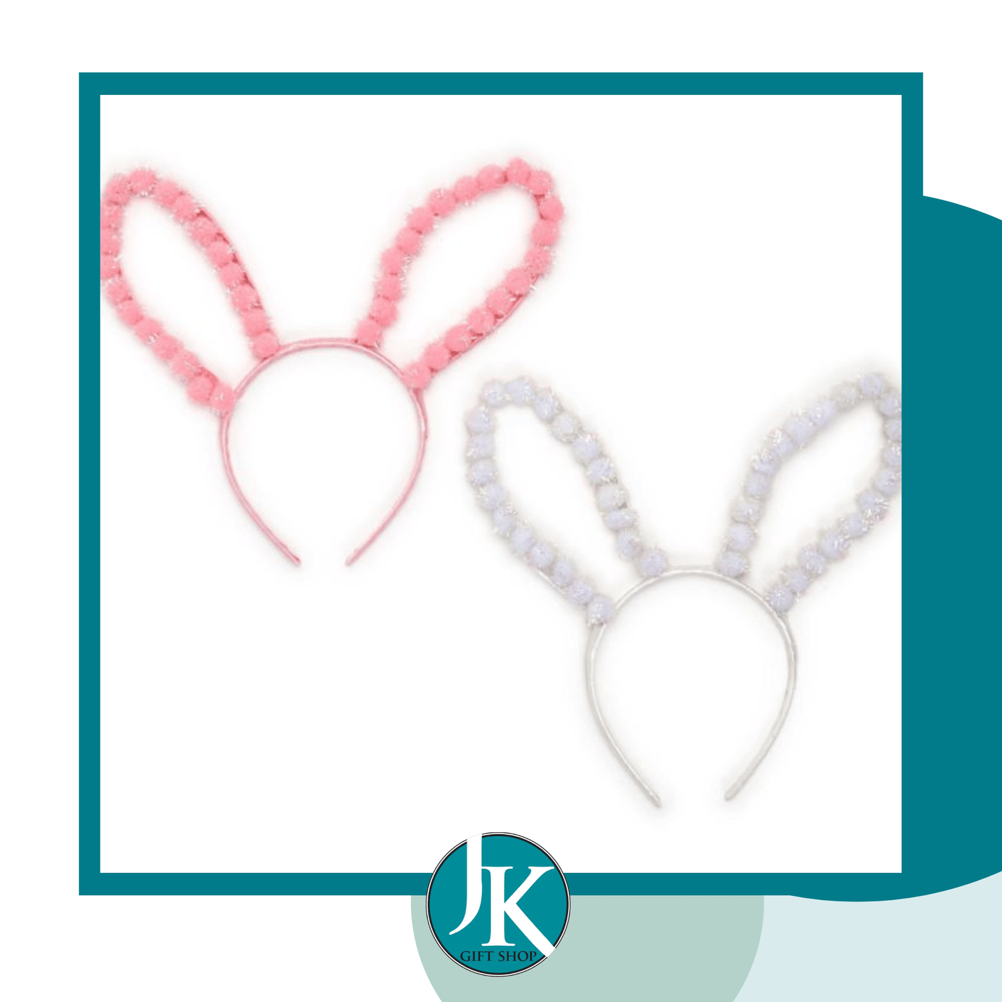 Pink Pom Pom Bunny Ears Headband