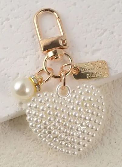 Puffy Pearl Heart Bag Charm