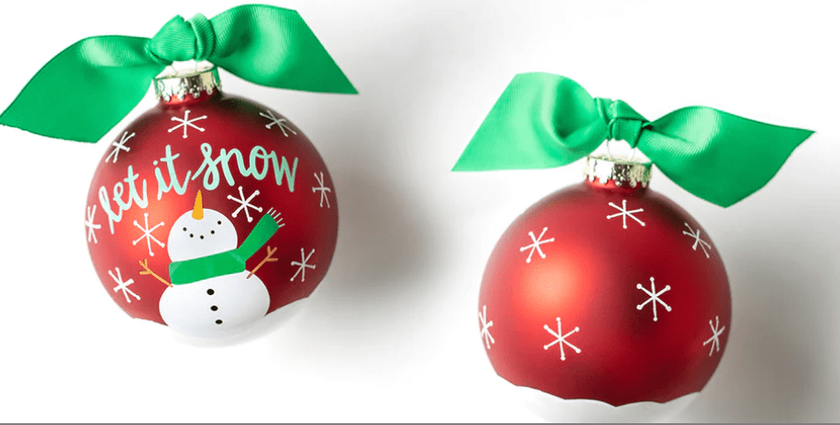 Snowman Let It Snow Glass Ornament front and back
