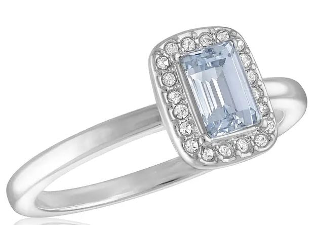 Blue Emerald Silver Stack Ring