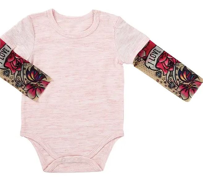 Tattoo Sleeve Snapshirt Pink Onesie 6-12