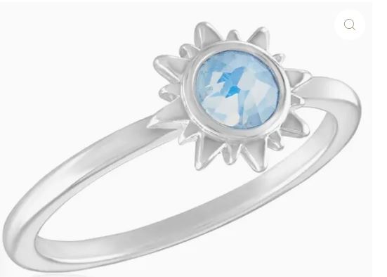 White Opal Sun Silver Stack Ring