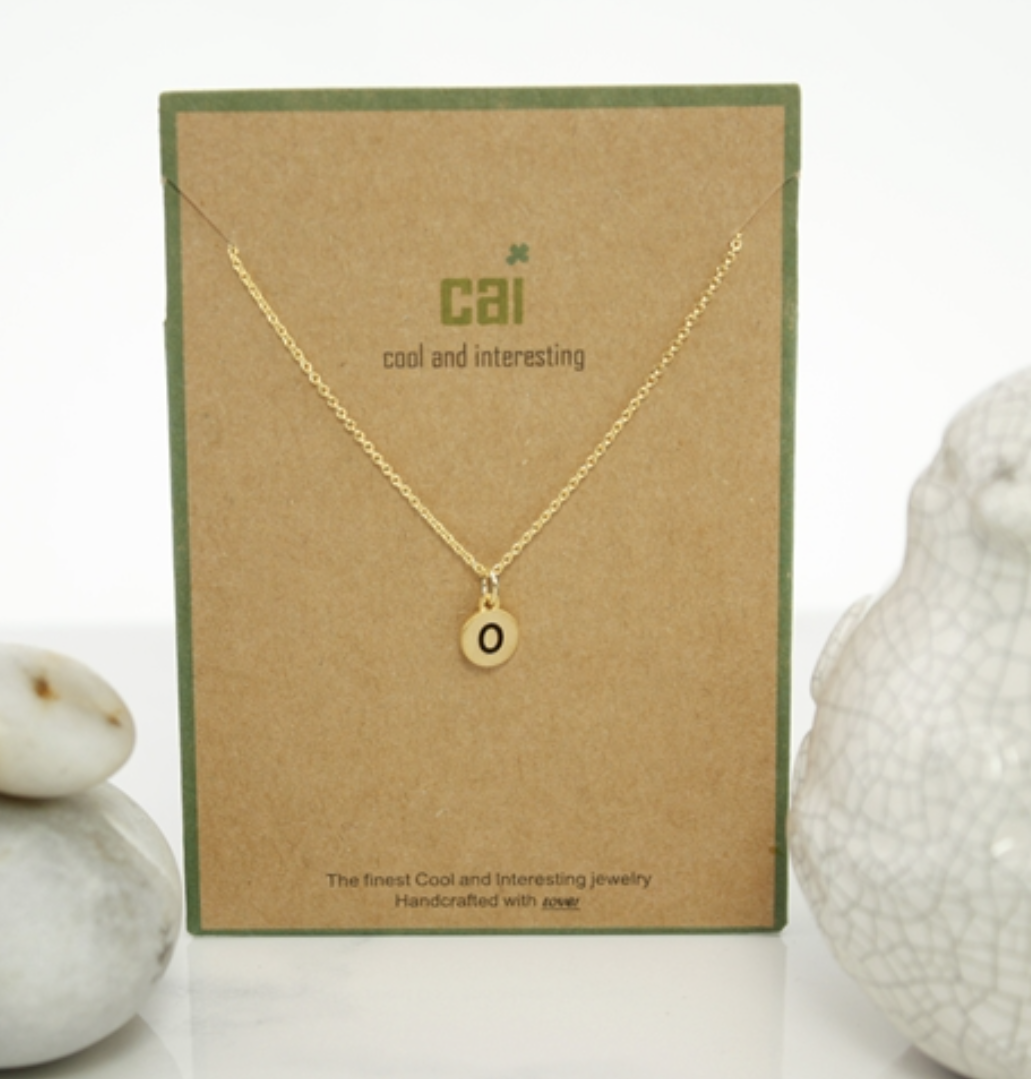 Initial Necklace Gold Disc- All Available Letters