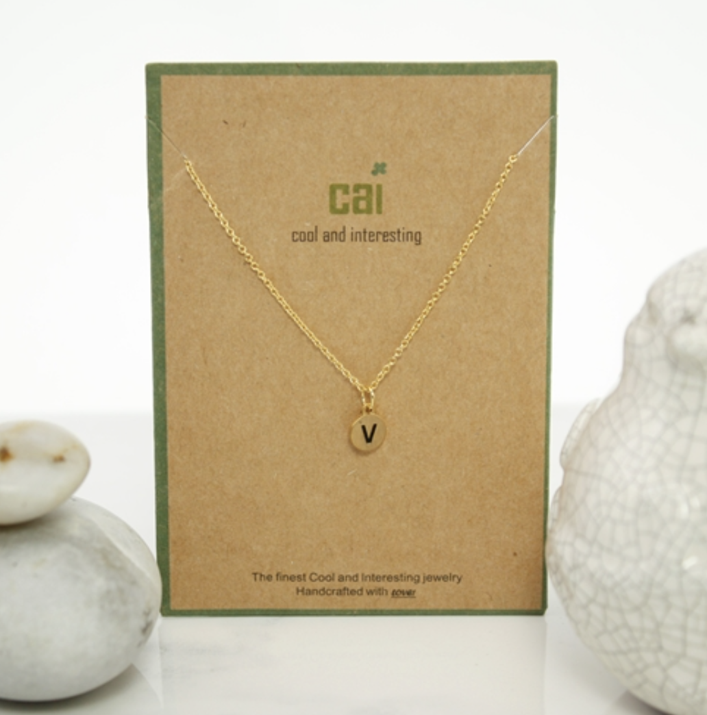 Initial Necklace Gold Disc- All Available Letters