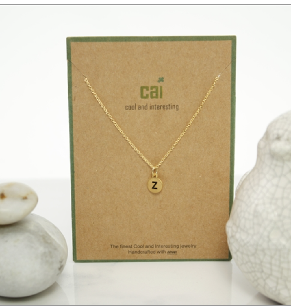 Initial Necklace Gold Disc- All Available Letters