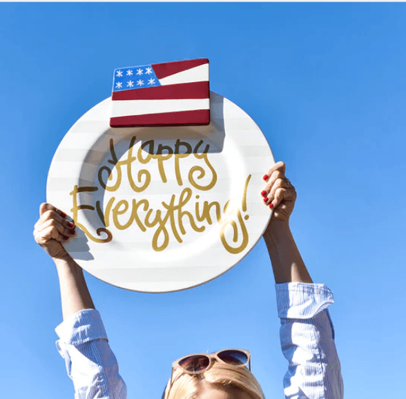 American Flag Big Attachment Happy Everything on Round Platter - JK Gift Shop Ohio