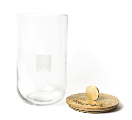 Big Wooden Lid Happy Everything Glass Jar