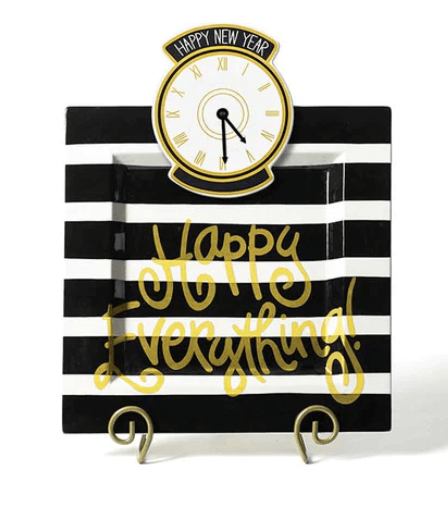 Black Stripe Happy Everything Big Square Platter