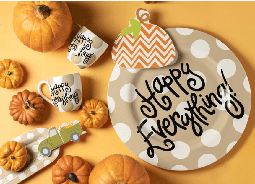 Chevron Pumpkin Big Happy Everything Attachment on plate