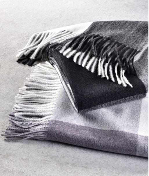 Gray Plaid Fringe Scarf