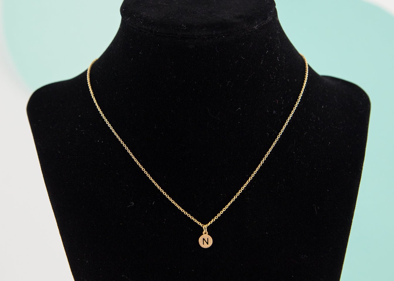 Initial Necklace Gold Disc- All Available Letters
