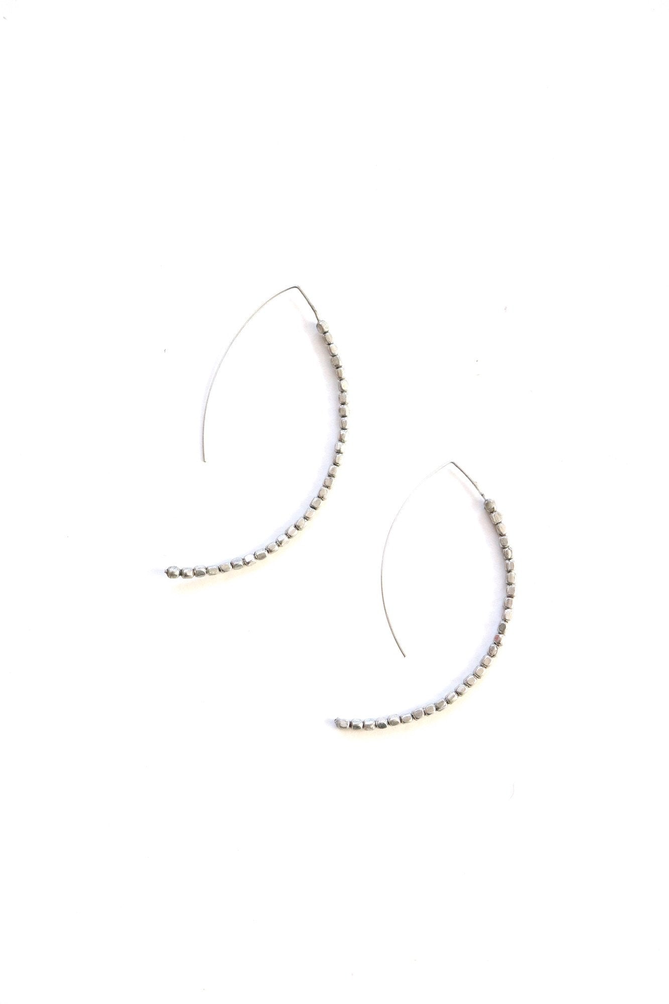Silver Beaded Thread Earrings