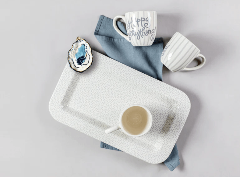 Stone Small Dot Mini Entertaining Rectangle Platter Happy Everything