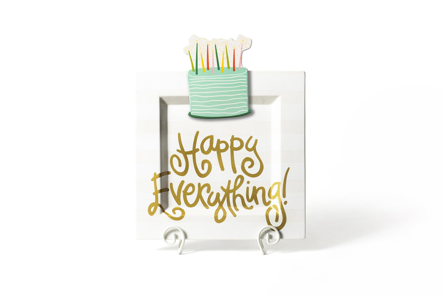 White Stripe Big Happy Everything Square Platter