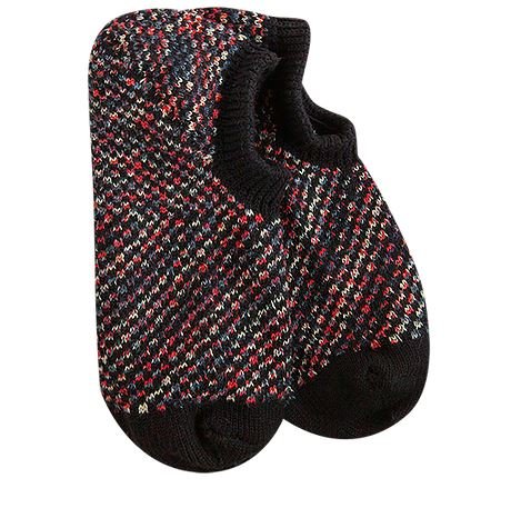 Women's No Show Check Socks in Black