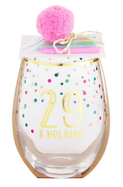 29 & Holding Stemless Wine Glass Set With Candles