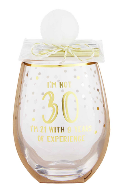30th Birthday Wine Glass With Candles Set