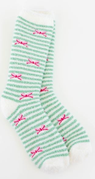 Holiday Bow Cozy Crew Socks