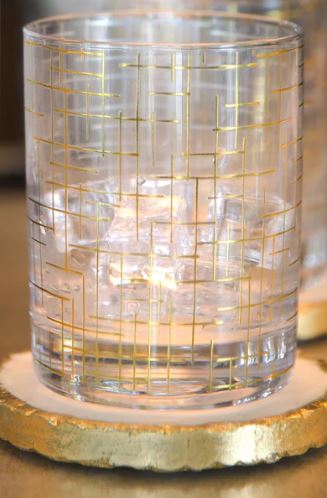 Gold Cross Hatch Cocktail Glass