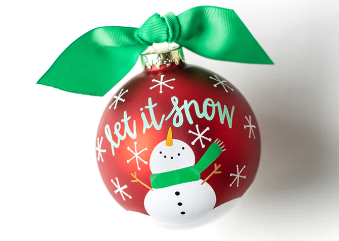 Snowman Let It Snow Glass Ornament