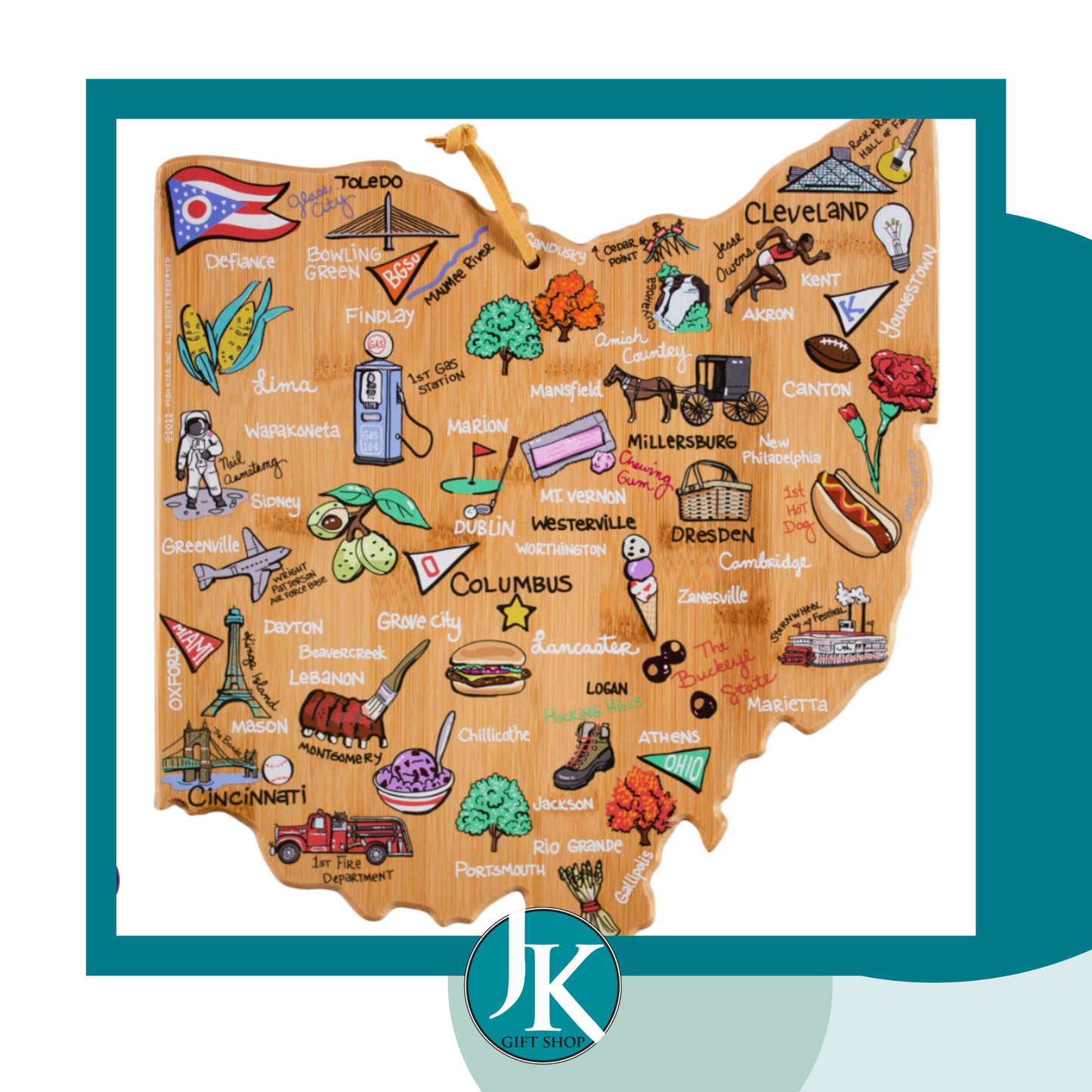 Ohio Cities and Landmarks Cutting Board
