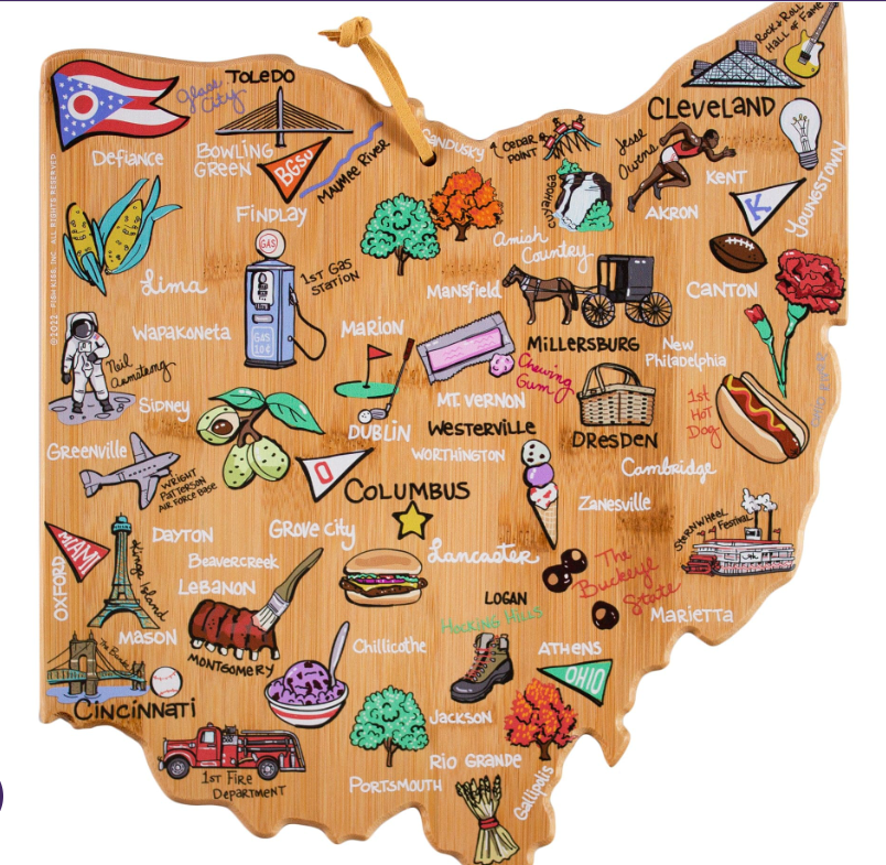 Ohio Cities and Landmarks Cutting Board