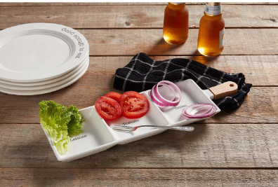 Lettuce, Tomato, Onion Garnish Bar Set With Fork