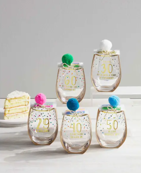 50th Birthday Wine Glass With Candles Set