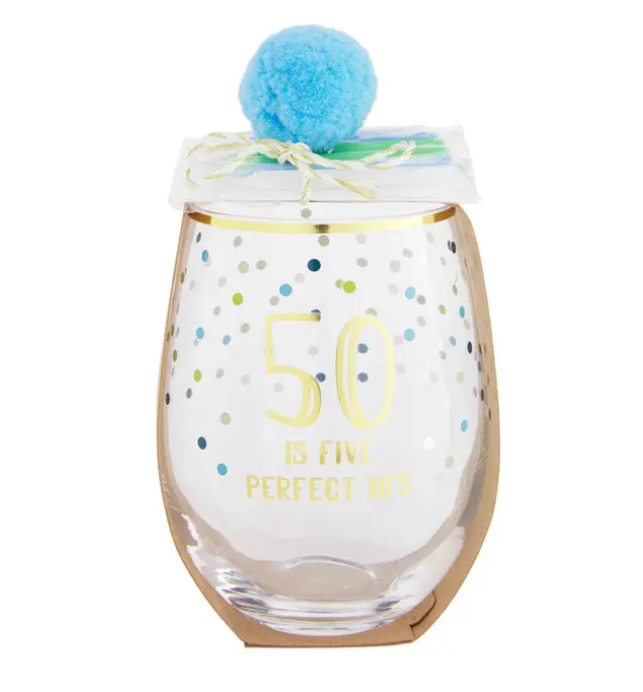 50th Birthday Wine Glass With Candles Set