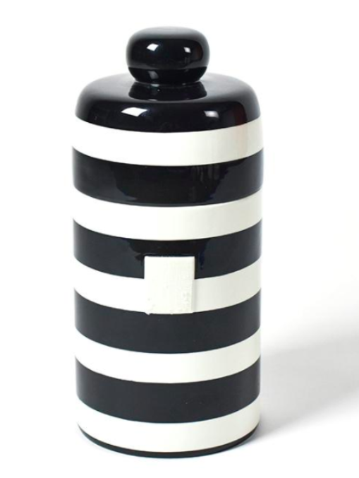 Retired Black Stripe Mini Canister Happy Everything