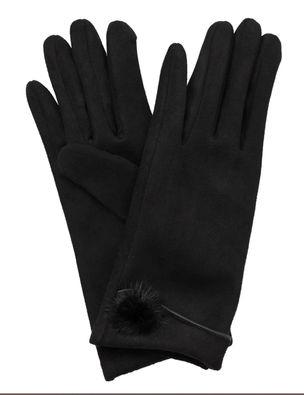Black Gloves Fur Button