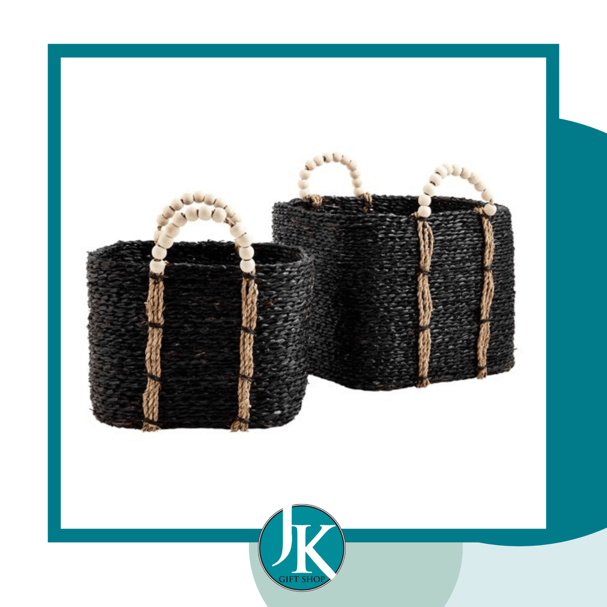 Black Bead Handle Basket