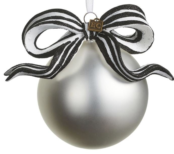 Black & White Ribbon Ball Ornament